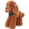 Heionia puppen Barboncino Peluche Cane Teddy 20cm Kawaii Cani Barboncino Bambola Compleanno Natale Regalo per Bambini e Ragazze (marrone)