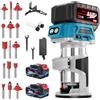 Yofuly Fresatrice Verticale Senza Fili con 2PCS 3.0Ah Baterías, 21V Rifilatore per Legno 800W 30000RPM Con Copertura Antipolvere, Legno Rifilatrice Elettrica Con 15 pezzi 1/4 Fresatura Cuter