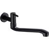 SXWYLZ Rubinetto Lavello Cucina da Parete Rubinetto A Parete Lavatoio Acqua Fredda Acciaio Inossidabile Rubinetto da Muro per Lavatoio Rubinetto A Singolo,Nero,31 Cm