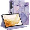 FINTIE Custodia per Samsung Galaxy Tab S9 Plus 2023/S8 Plus 2022/S7 FE 2021/S7 Plus 2020 12,4 pollici, visualizzazione multi-angolo con tasca, auto sleep/wake, marmo lilla