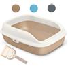 BPS BUENA PET SHOP BPS Vassoio Sanitario per Gatti e Gattini Lettiera Aperta in Plastica, per Animali Domestici con Paletta Misure 40,5 x 30 x 13,8 cm