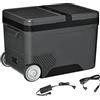 Outsunny Frigo Portatile Elettrico a Compressore da 35L con Maniglia Telescopica e Ruote, Frigorifero Piccolo da 12/24V DC e 110/240V AC, per Auto e Camion