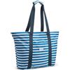 G4Free Borsa da spiaggia impermeabile, a prova di sabbia, borsa a tracolla, borsa da spiaggia, grande borsa sportiva, borsa per la spesa da donna, Blu Scuro A Righe, L