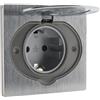 Zenitech, Schuko 16A IP44 - Presa per pavimento in alluminio spazzolato, con valvola di protezione, scatola da incasso multimateriale, diametro 67 mm, cablaggio automatico, fissaggio a vite