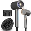 Tactilian Asciugacapelli Professionale, 2000W Phon Capelli, Phon Ionico, 3 Lmpostazioni di Calore e 2 Velocità, Asciugatura Rapida, Phone Capelli con Diffusore e Concentratore Per Casa, Viaggi, Salone