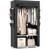 Vicye Armadio a Risparmio di Spazio, Armadio in Tessuto con 2 Barre Appendiabiti, 4 Ripiani e 6 Tasche Laterali, Armadio per Camera da Letto, Dormitorio o Spogliatoio, Nero(90 x 45.5 x 172 cm)