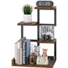 YMYNY Mensola da Tavolo in Legno, 4 Tier Storage Display Rack, Mensola Organizzatore Piccolo Libreria con telaio in Metallo per, Libri, Piante, 31 x 24 x 44.5cm, Marrone Rustico HSR007H
