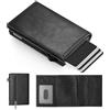 Manmaxim Portafoglio Uomo Slim Porta Carte di Credito Uomo Pop-up per 11-13 Cartes, Portacarte Uomoo Slim con Rfid Blocco, Porta Carte con Cerniera Portamonete, (Nero lucido, S Portamonete)