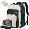 LOVEVOOK Zaino da Viaggio Aereo Bagaglio a Mano, 40L Impermeabile Zaini Trolley Donna Cabin Max per Ryanair Easyjet 45x36x20, Grande Zaino Porta PC 17 Pollici Valigia Borsa a Zainetto, Verde