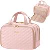 Lifewit Beauty Case da Viaggio da Donna, Beauty da Viaggio, Beauty Case Donna Uomo, Borsa da Toilette, Morbido Pochette Grande con Manico, Porta Trucchi, Regalo per Donna, L, Rosa