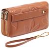 GAEKEAO Portafoglio Donna Grande, Portamonete Vegan in Pelle, Porta Tessere Blocco RFID, Portacarte di Credito, Porta Tessere, Borsellino Doppia Cerniera, Idee Regalo