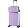 R.Leone Valigia Ryanair 55x40x20 cm + 40x20x25 cm Set 2 Pezzi Trolley Bagaglio a mano 4 Ruote e Beauty Case in ABS 999 (Lilla, Valigia 55x40x20 cm + Borsa 40x20x25 cm)