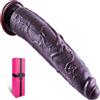 hainuo Dildo nero gigante realistico non circonciso da 26,5 cm, Dildo in silicone con ampio prepuzio, Plug anale ultra-lungo per uomini gay con ventosa, Stimolatore vaginale e peniano spesso per adulti