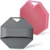 AstraGlam Set di 2 spugne da doccia in silicone - Spazzola corpo in silicone grigio e rosa, Manico antiscivolo, Spazzola esfoliante per donne e uomini, Facile da pulire