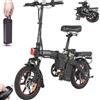 DYU Bici Elettrica Pieghevole, 14 Tire Bicicletta Elettrica da 48V 7,5AH Batteria Rimovibile, Ebike con Altezza Regolabile, Display LCD, Telecomando, Freni a Disco Doppio, Città Pendolare Ebike, Nero