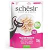 Schesir, Filetti di Pollo con Prosciutto in Gelatina, Cibo Umido Complementare per Gatti, Ricetta Originale, 100% Naturale, 12 buste da 70g
