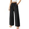 Zhiaek Pantaloni Donna Estivi Larghi Comodi Cotone e Lino Pantaloni Tuta Donna Leggeri Elastica Eleganti Gamba Larga Estivi con Coulisse Tinta Unita Pants con Tasche Bianco XXL