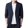 BININBOX Blazer Uomo Estivo Collo Risvoltato Classica Slim Fit Giacca da Abito Traspirante 2 Bottoni (L, Blu Scuro)