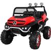 Tecnobike Shop Auto Macchina Elettrica per Bambini 24V 2 Post Mercedes Unimog 12V 2 Posti Monitor Touchscreen Lettore Mp4 Mp3 Luci LED Suoni Ruote in Gomma EVA (Rosso)
