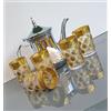 PYN Set di teiera in metallo con filtro integrato da 1400 ml + 5 bicchieri - teiera arabe 1400 ml