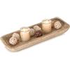 Romadedi Ciotola in legno decorativa in legno, vassoio decorativo allungato, vassoio in legno, rettangolare, tavolo da pranzo, soggiorno, ciotola decorativa, 42 cm