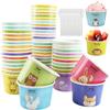 shallyong Coppette Gelato, 50 Pezzi Coppe Gelato Carta con 50 Cucchiaio Gelato, Bicchieri Gelato Carta, per Torte, Dessert, Frutta, Zuppa, Snack (Animale)