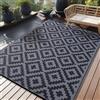 Homaxy Tappeto esterno resistente UV, in plastica paglia, reversibile, lavabile, per balcone, giardino, terrazza, campeggio, picnic (180 x 270 cm, nero e grigio)