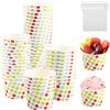 shallyong Coppette Gelato, 50 Pezzi Coppe Gelato Carta con 50 Cucchiaio Gelato, Bicchieri Gelato Carta, per Torte, Dessert, Frutta, Zuppa, Snack (Punti colorati)
