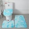 Lifup Tappeti Bagno Antiscivolo 3 Pezzi, Tappetino Rettangolo a Pelo Lungo Morbida Soffici, Tappetino per WC, Copertura per WC Coperchio Peloso tie dyed blu 1