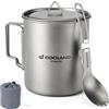 Odoland Titanium Pot 750 ml Ultraleggero Portatile Titanio Acqua Tazza da Campeggio Tazza con Coperchio e Spork per Campeggio, Escursionismo, Viaggi e Backpacking