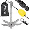 ONVAYA® Ancoraggio per barche | 1,5 kg | Set con corda di ancoraggio con moschettone, barca di ancoraggio e sacchetto per il trasporto | ancora pieghevole | ancora per barca, barca, suP, kayak, canoa