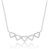 Miore Collana Cuore Donna in Argento, Catena con Cuori in Argento 925 con Zirconi. Girocollo Lungo Cm 45. Gioiello Donna anallergico.
