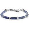 10:10 Bracciale uomo donna. Braccialetto pietre naturali cilindriche 11 x 4 mm e perle diamantate in acciaio inox anallergico del diametro di 4 mm, i braccialetti pietre dure sono realizzati in Italia .…