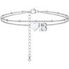 PROSTEEL A-Z Cavigliera a Doppio Strato Cavigliere Argento Cuore Iniziale Alfabeto Braccialetto Donna Resistente al Sudore e alla Corrosione 22+5 CM Cavigliere Ragazza
