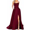 Fulidngzg Abito Elegante Donna Spalline con Spacco Davanti Senza Maniche Abiti da Cerimonia Abito da Sera Lungo Schiena Scoperta Verde Vesiti Festa Nero Sexy Tuta Elegante