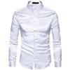YIUPEDRFG Camicia da Lavoro Casual da Uomo Slim Fit con Colletto rovesciato Camicia da Uomo Lavabile in Lavatrice Camicia da Uomo Formale a Maniche Lunghe in Raso, Bianco, M