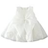 Voracale Abito da Principessa Bambina Fiore Abito Bimba Battesimo Abiti Sposa Principessa Neonata Abito da Festa Senza Maniche con Scollo Tondo Tinta Unita con Fiore (Bianco, 18 Mesi)