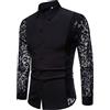 DUHGBNE Camicia Stravagante Camicia da Uomo Lapel Full Lace Club Fashion Hollow Colore Maniche Lunghe Camicie Men Giacche Collo Coreana