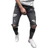 Generic Jeans da uomo strappati slim fit, jeans elasticizzati da moto da uomo, con fessura al ginocchio, jeans classici strappati con abbottonatura, jeans skinny vintage stonewash e jeans skinny neri da uomo,