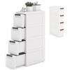 KOMFOTTEU Carrellino Stretto con Ruote, Cassettiera 4 Cassetti Slim, Carrello Portaoggetti a Rotelle, Mobiletto Bagno Salvaspazio per Cucina, Soggiorno, Camera da Letto, 42 x 19 x 74 cm, Bianco