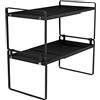 HUOLE Ripiano salvaspazio Cucina stoviglie allungabile,Set da 2 ripiano in bambù,Portaspezie,Piatti Organizer per cucina/bagno/piano tavolo/credenza-36-60 * 21 * 36,5 cm (nero)