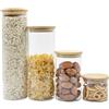 Recamania Set di 4 barattoli in vetro con coperchio in bambù - Contenitori da cucina per cereali, pasta, legumi e altro - Da 500 ml a 1900 ml