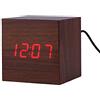 Livecity Moderno cubo di legno digitale LED termometro timer calendario scrivania sveglia (marrone)