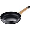 Bergner - Padella 20cm in alluminio con manico soft touch effetto legno, linea Earth Black induzione