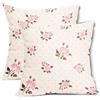 aportt Set di 2 federe per cuscini con motivo floreale a pois, 50 x 50 cm, stile shabby chic, rose rosa, in cotone e lino, decorazione per la casa, per camera da letto, divano, soggiorno, sedia