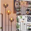 HOFSTEIN Lampada da terra Gastor, lampada da terra in metallo/vetro in nero/fumo/ambra/trasparente, lampada moderna dal design vintage (ombrelli Ø 15 cm), interruttore a pedale, 150 cm, E14,