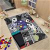 PEIHUODAN Tappeto Fulmine Gamepad Pavimento Moderno Tappeto Salotto Gamer Tappeto Bambini Ragazzo Camera da Letto Home Pelo Corto Lavabile Grande Antiscivolo Gioco Morbido Tappetino (Grigio,100 x 150 cm)