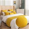 BJMAND Runner da letto e federa per cuscino abbinata, reversibile, per hotel, biancheria da letto, copriletto, protezione per la casa, colore: giallo senape, 45 x 240 cm, runner da letto jacquard,