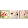 Quadri L&C ITALIA Tris Rose Shabby Chic 4 - Quadretti Moderni Soggiorno Camera da Letto Cucina Bagno 25 x 25 Stampe su Tela Canvas Decorazioni da Parete con Fiori