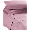 Passione per le tele Lenzuola Percalle Matrimoniale Maxi con federe 3 Volani | Completo Lenzuola tinta unita in Puro Cotone MISURE MAXI con sotto 180x200 - angoli H 30 (rosa)